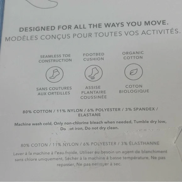 NWT Athleta Colorblock Everyday Crew Sock in Mist Blue Medium/Large Women’s New - Picture 4 of 7